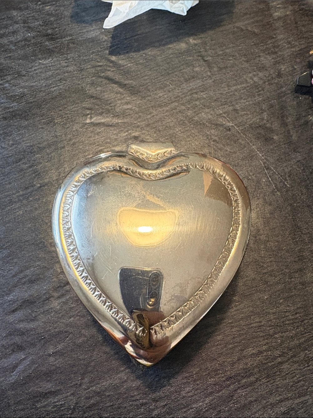 Vintage Silver Plated Lion Footed Heart Trinket Box Coquette